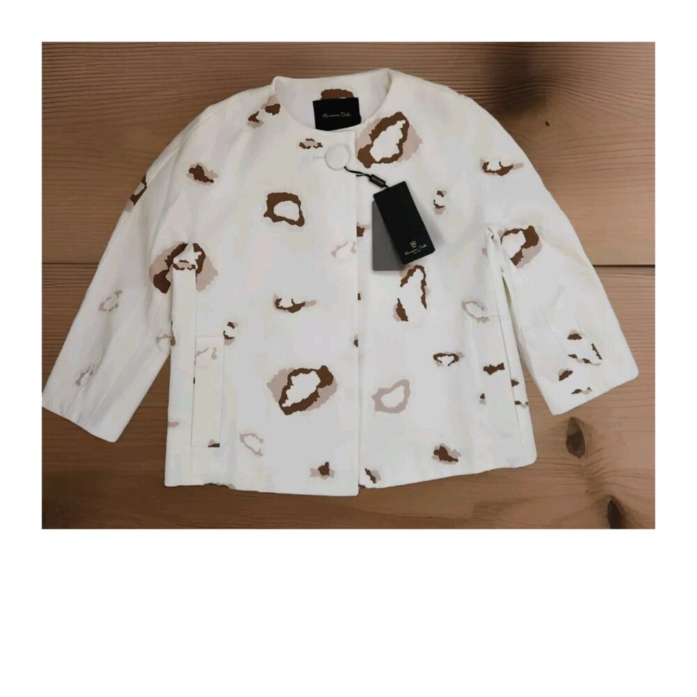 Massimo Dutti Women’s SZ4 Animal Print Jacket Blazer 100% Cotton 3/4 Sleeve Coat - Picture 3 of 8